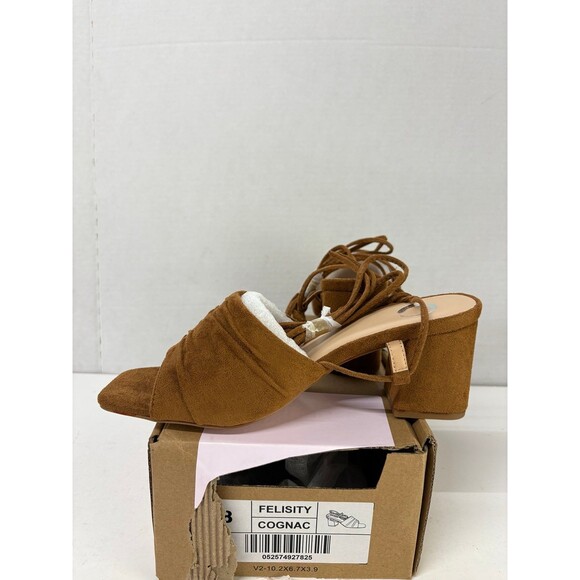 Journee Collection Women's Felisity Cognac Open Toe Mid Block Heel Pumps Sz 8M - Picture 2 of 6